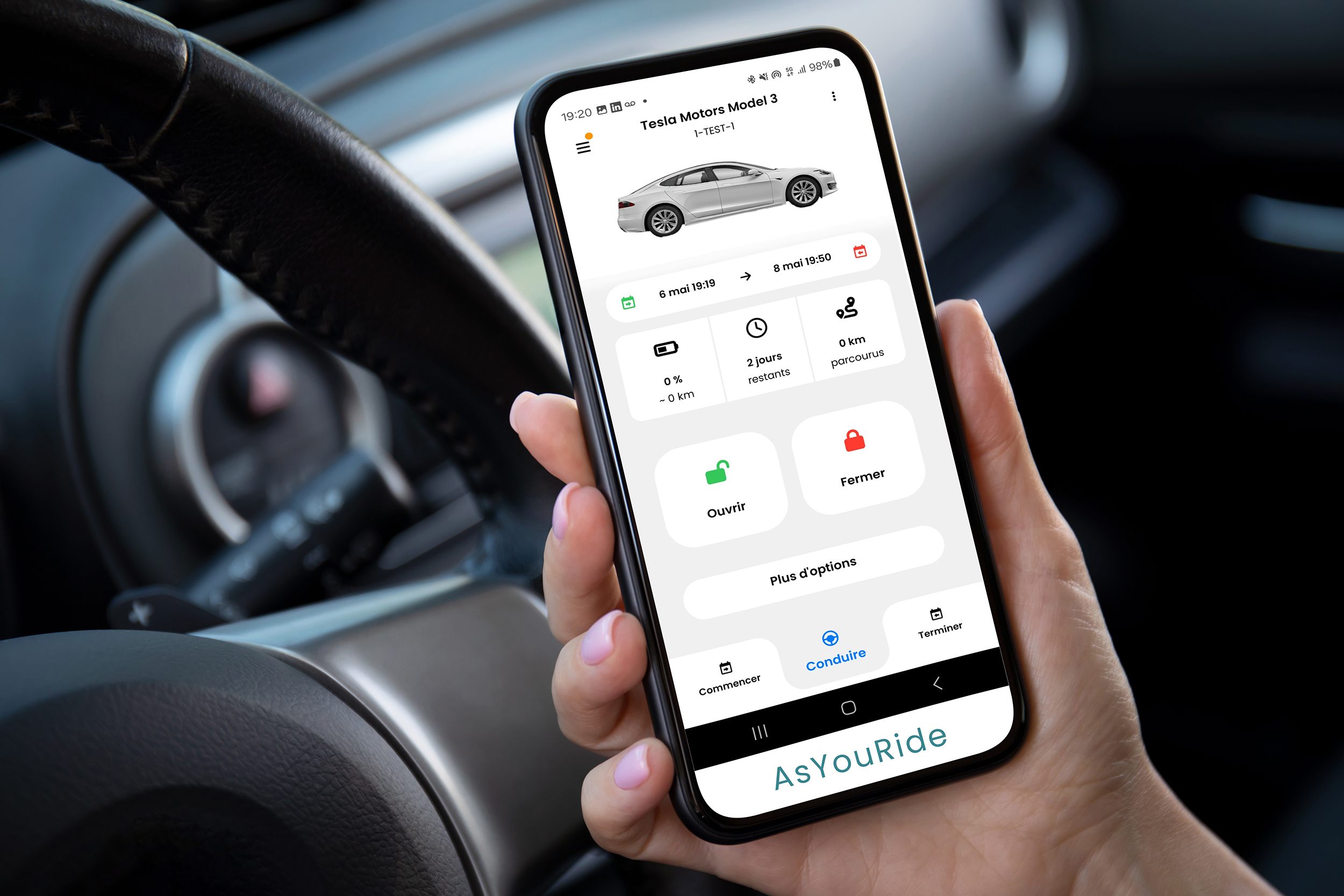 Réserver et ouvrir un véhicule partagé depuis l’application AsYouRide