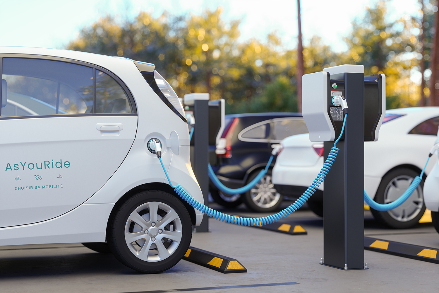 Station de recharge et équipements connectés pour une flotte partagée AsYouRide