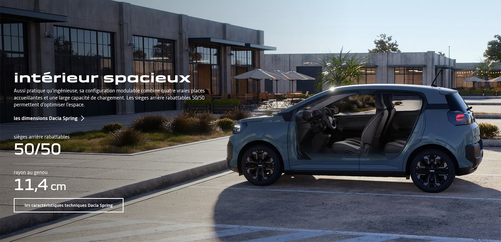 Espace intérieur et capacité de chargement de la Dacia Spring électrique pour les usages professionnels